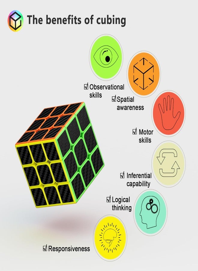 فديلين مجموعة مكعبات السرعة Vdealen 3x3x3، مجموعة مكعبات السرعة السحرية بالجملة (6 قطع)، جائزة للفصول الدراسية للطلاب، هدايا حفلات أعياد الميلاد، هدايا للأطفال والمراهقين والبالغين (ملصق من ألياف الكربون) - Image 4